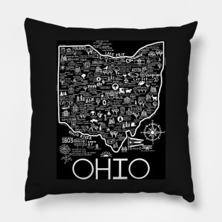 Black Map of Ohio Pillow