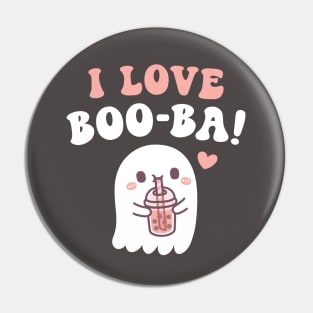 Cute Ghost I Love BOOba Boba Tea Funny Pin