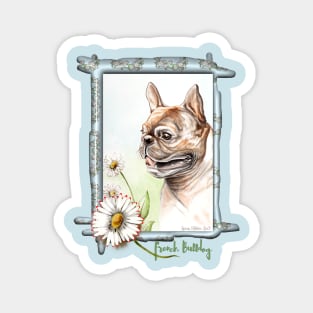 Brindle French Bulldog with Daisies. From an original painting. Magnet