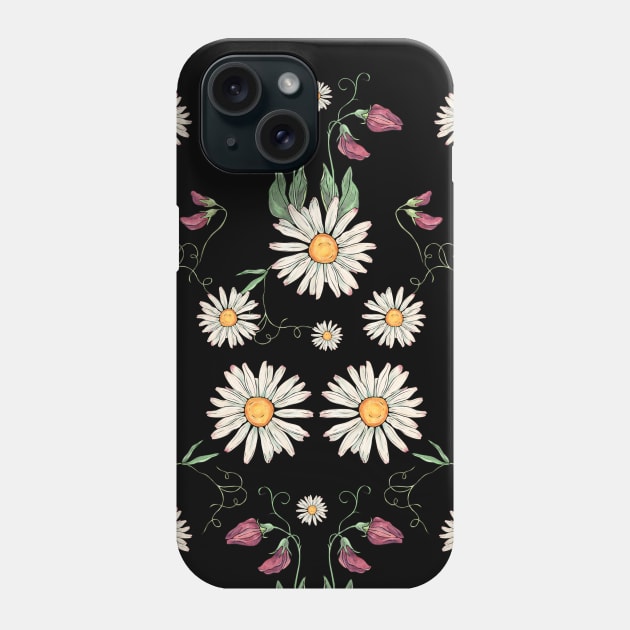 Daisies and sweet pea, April birth month flowers Phone Case by NadiaChevrel