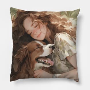 Girl sleeping with dog Pillow