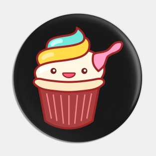 Cupcake Ice Cream Emoji Minimal Pin