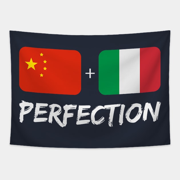 Italian Plus Chinese Perfection Mix Flag Heritage Gift Tapestry by Just Rep It!!