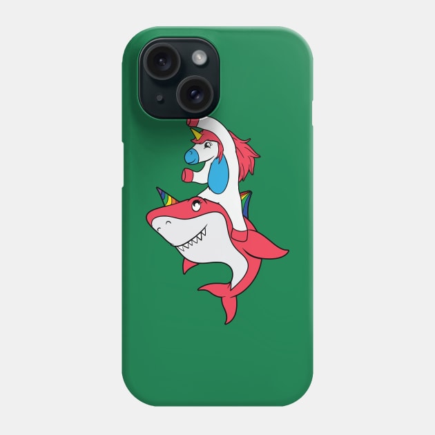 Unicorn Riding Shark Phone Case by Aratack Kinder