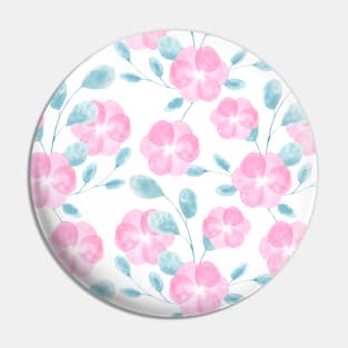 Cute Loose Watercolor Florals in Blue and Pink Pin