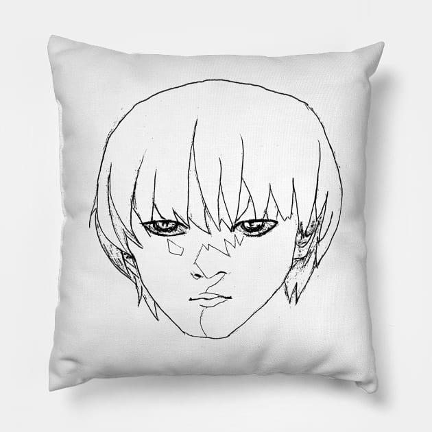 Beautiful manga ghoul (black line) Pillow by Axele's super-cool-store