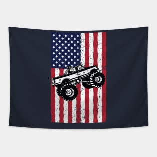 American Flag Monster Truck Tapestry