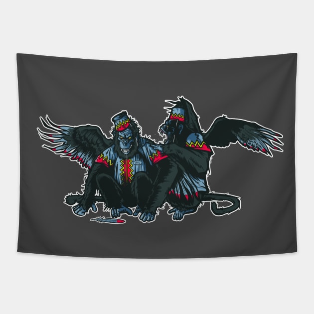 Winged Apes Tapestry by AndreusD