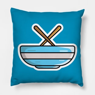 Chinese Bowl with Chopsticks Sticker vector illustration. Food and drink objects icon concept. Restaurant food bowl and sticks sticker vector design with shadow. Pillow