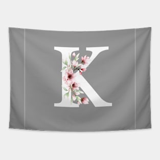 Letter K Monogram With Cherry Blossoms Tapestry