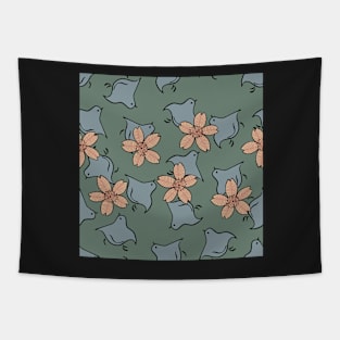 Japanese chicks and flowers Tapestry