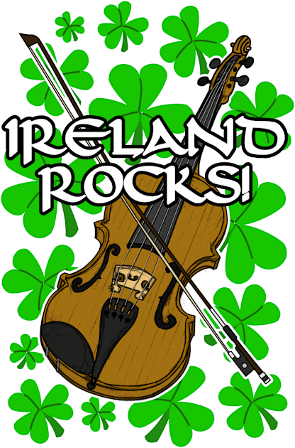 Ireland Rocks Fiddle Irish St Patrick's Day Kids T-Shirt by doodlerob