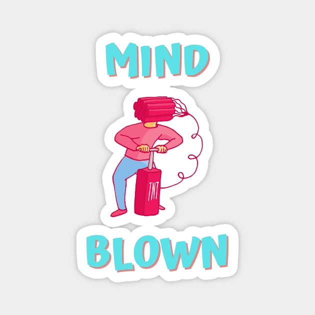 Mind Blown illustration Magnet by Lemon Squeezy design 