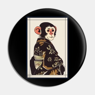 Monkey japanese with kimono vintage Pin