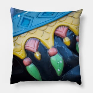 Whimsical Carousel Texture Black Pillow