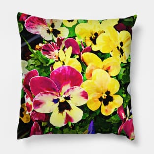 Flat of Pansies Mixed Colors Pillow