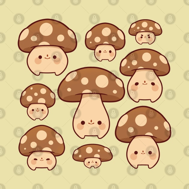 Mini brown mushrooms by Rihnlin