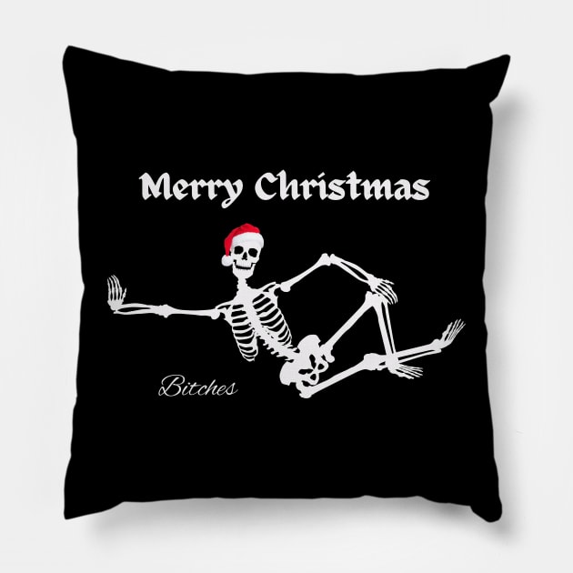 Merry Christmas Bitches Pillow by Free Spirits & Hippies