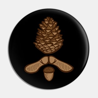 "Tree Seeds" Brown Pinecone and Helicopter and Acorn Pin