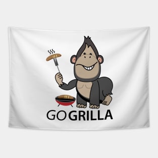 Funny gorilla as a griller Tapestry