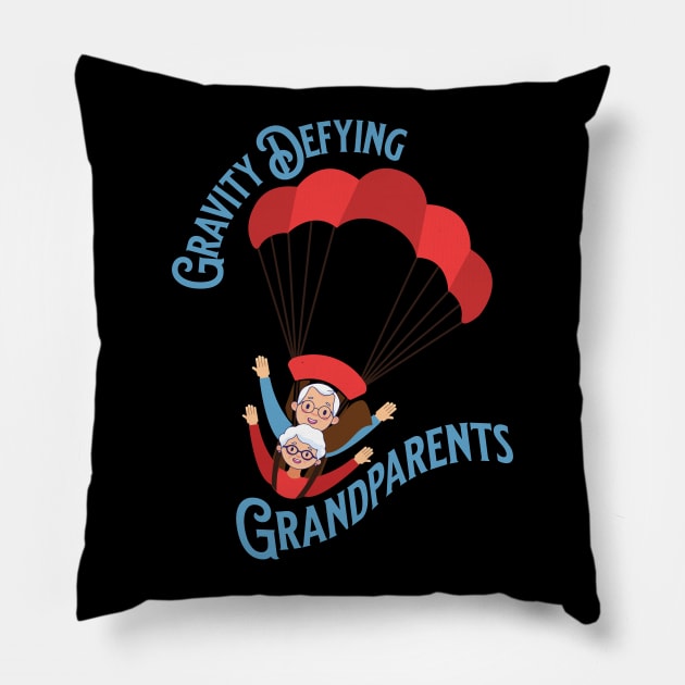 Gravity defying grandparents, couple, grandpa, grandma Pillow by New Day Prints