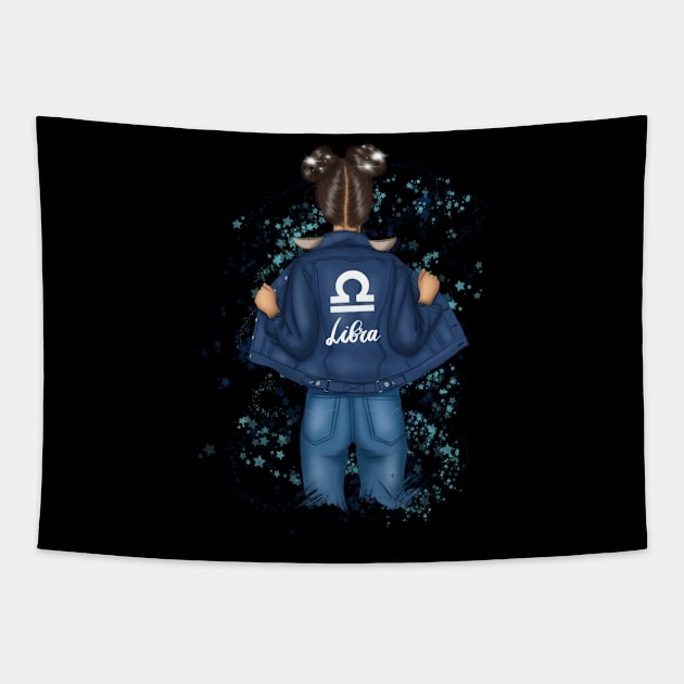 Libra Zodiac Girl Birthday Tapestry by Teewyld