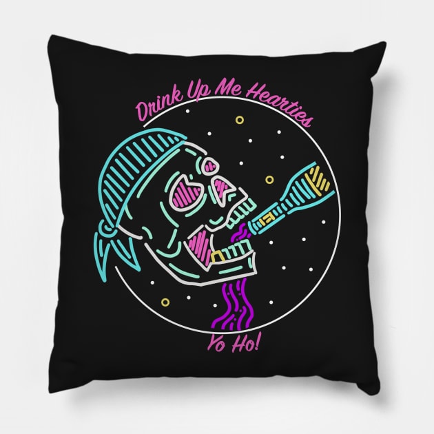 Drink Up Me Hearties Pillow by BigThunderDesigns