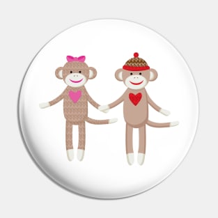 Sock Monkey Wedding Couple Pin