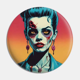 Retro Zombie Rockabilly Girl 2 Pin