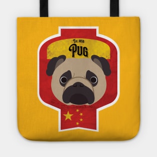 Pug - Distressed Chinese Pug Beer Label Design Tote