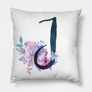 Floral Monogram J Pretty Lilac Bouquet Pillow