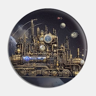 Steampunk Space Train Pin