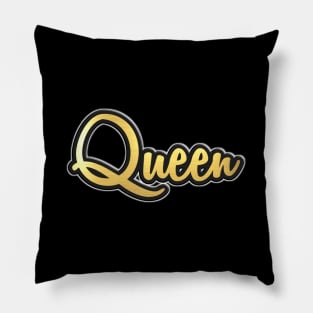 Shiny black and Gold QUEEN word ver5 Pillow