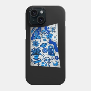 Blue doodles Phone Case