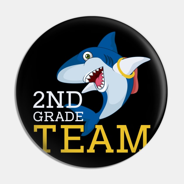 Shark Team Second 2nd Grade Back To School Teacher Student Pin by kateeleone97023