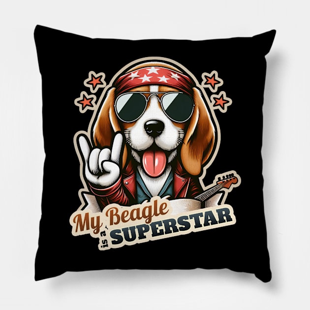 Beagle Rockstar Pillow by k9-tee