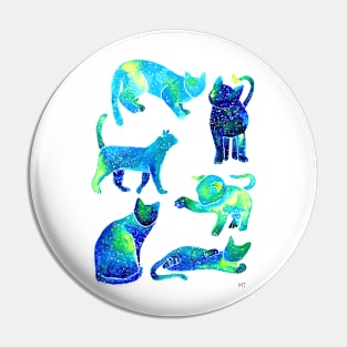 Galaxy Cats Pattern - Blue Pin