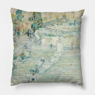 The Spanish Stairs, Rome by Childe Hassam Pillow