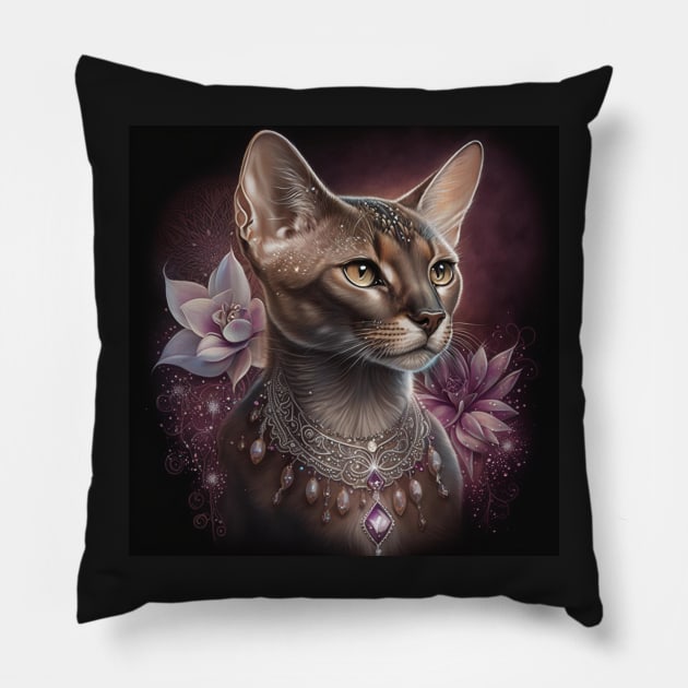 Abyssinian Cat Elegance Pillow by Enchanted Reverie