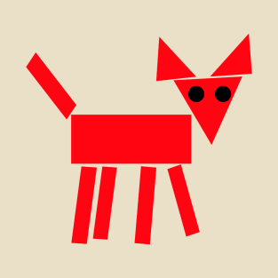 Basic Geometric Red Dog T-Shirt