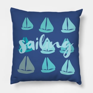 Funny Mint Sailing Boats Pattern Pillow