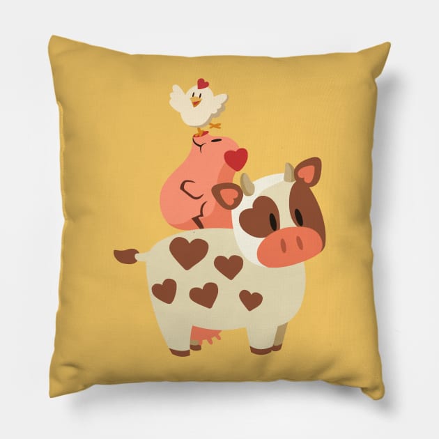 Happy Cow, Pig, and Chicken Pillow by cutevegan