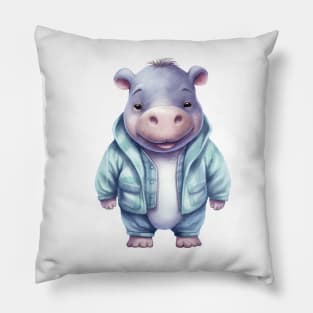 Hippopotamus Wearing Pajamas Pillow