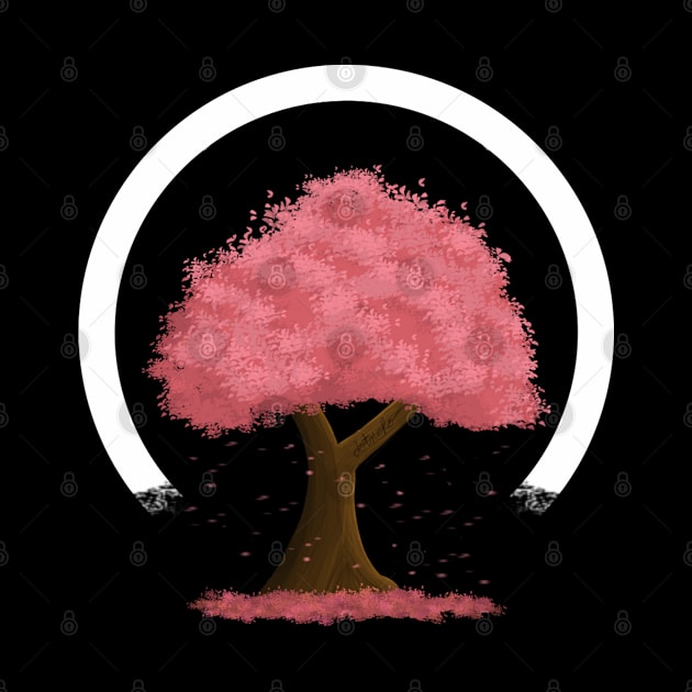 Simple Cherry Blossom Tree With Falling Leaves by DotNeko