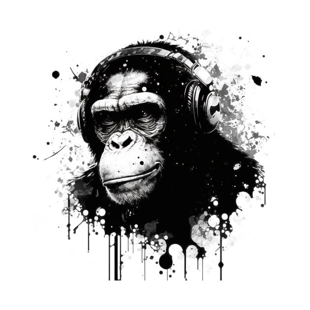 Ink Splattered Chimpanzee by Abili-Tees