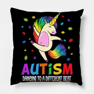 Autism Awareness T-ShirtAutism awareness Dabbing unicorn puzzle piece kids T Pillow