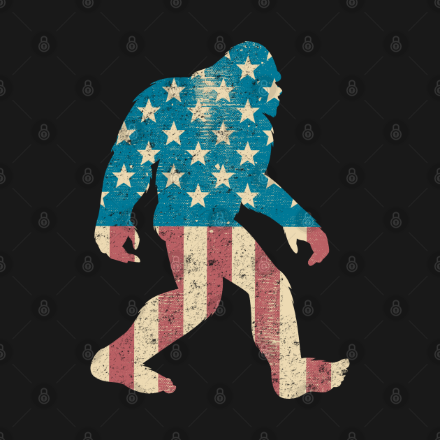 Disover Merica American Flag Sasquatch Bigfoot Gift Silhouette Gag Gift - Bigfoot - T-Shirt