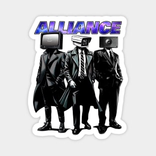 The alliance, skibidi toilet themed cameraman, tvman and speakerman Magnet