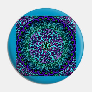 Filigree Mandala Ocean Blue Pin