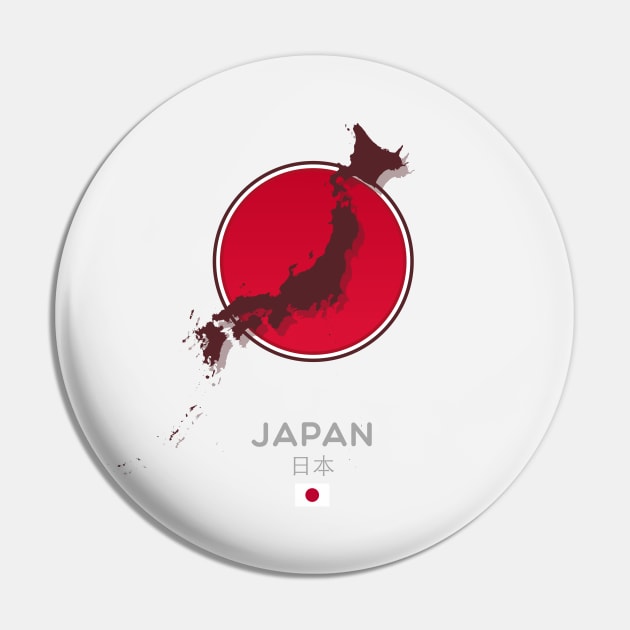 Japan Map and Flag Pin by 9bitshirts